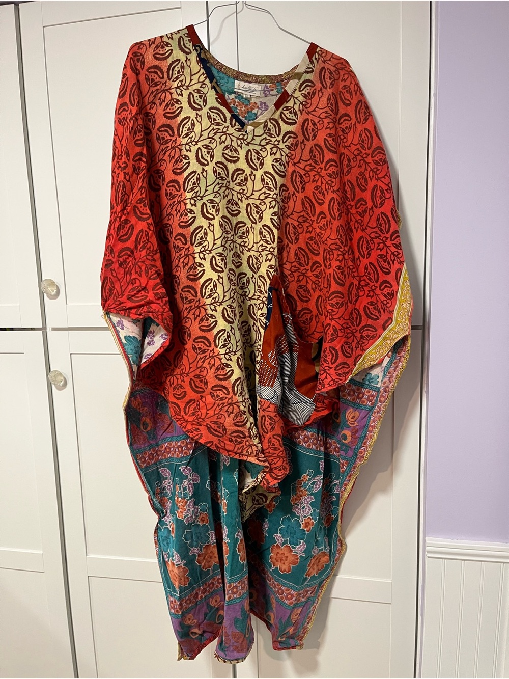 Kantha Bae Reversible Cotton Muu Muu Swim Coverup OS Silk Pockets